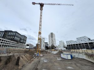 pose de la première grue sur l'opération Alto à Nantes